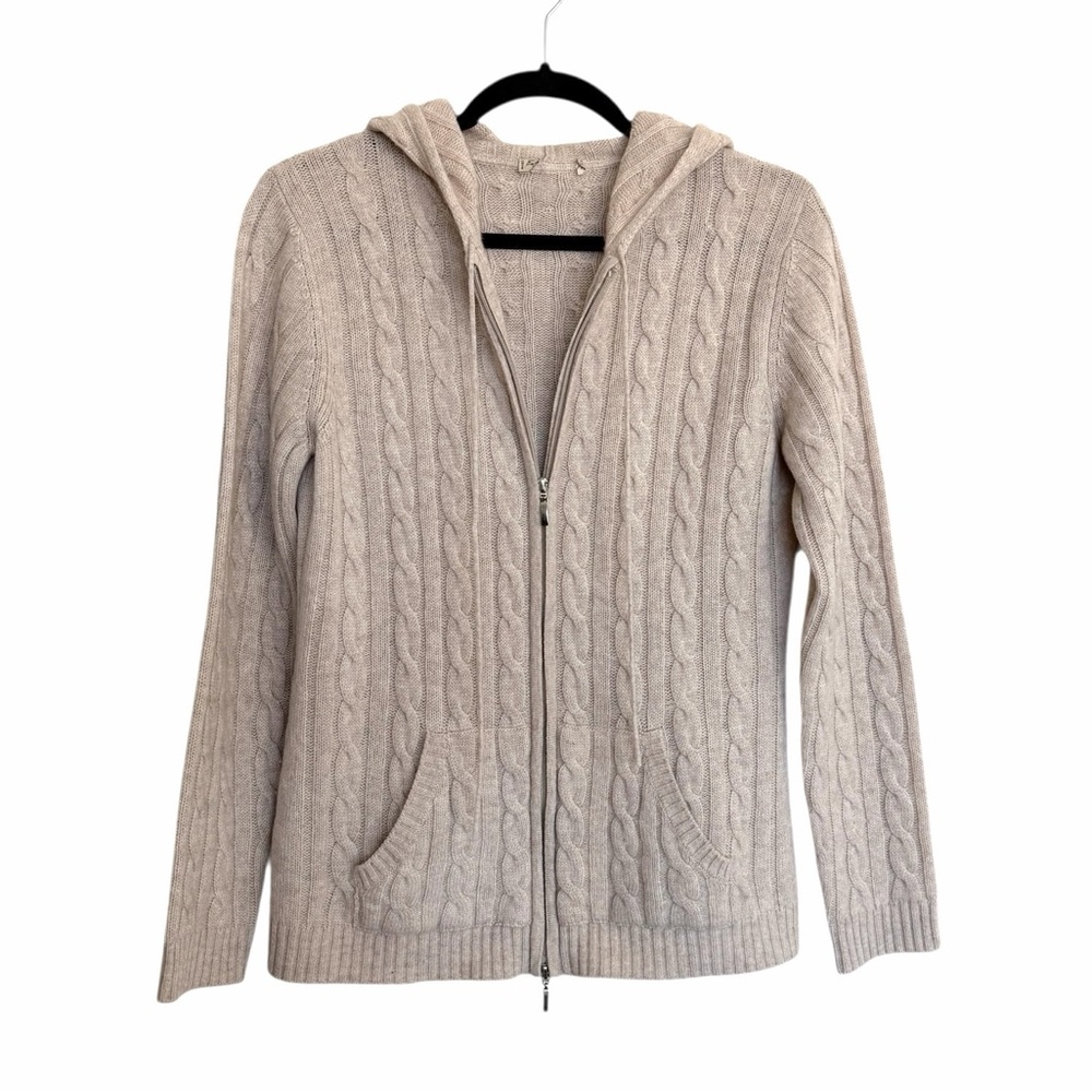 Enzo Mantovani Cashmere Cable Knit Zip-Up Hoodie Sweater